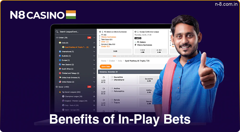 Main advantages of live betting on sports at N8