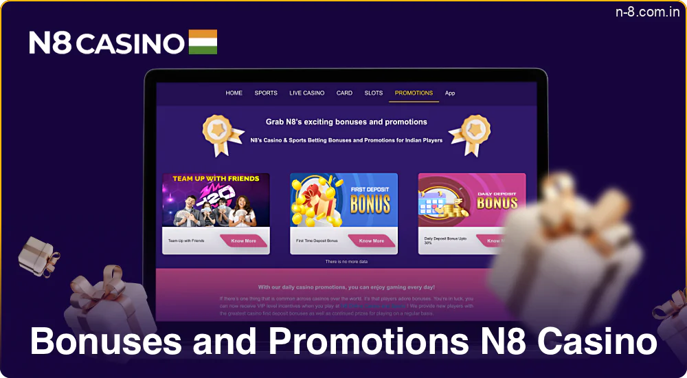 Bonuses and promotional offers at N8 Casino