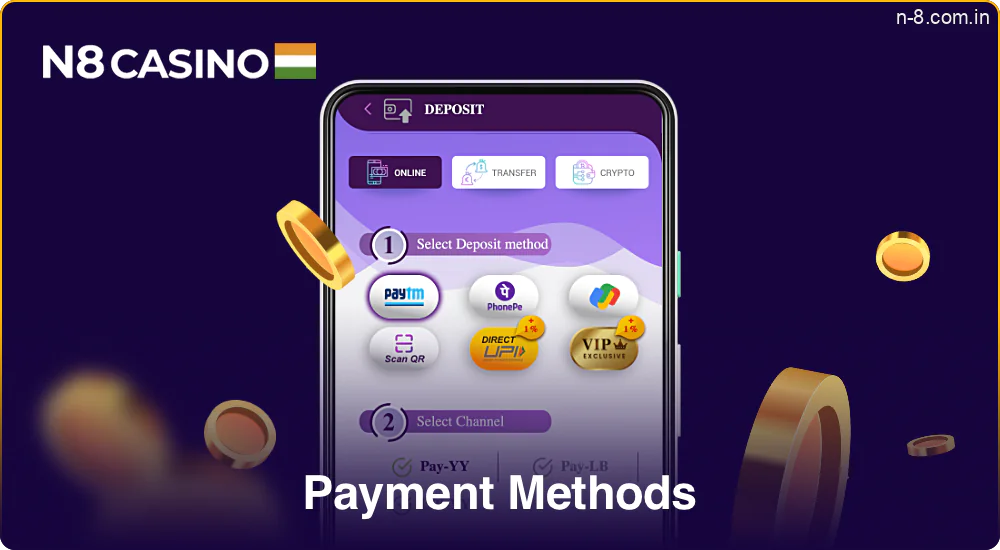 Payment Options in the N8 Casino app
