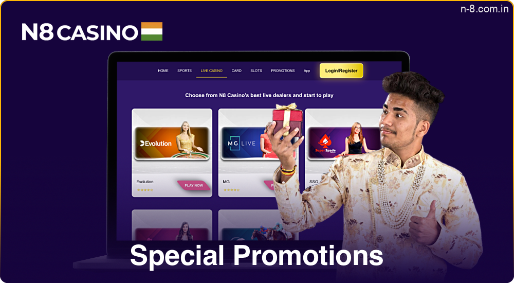 Special promo offers at N8 Casino for Indians