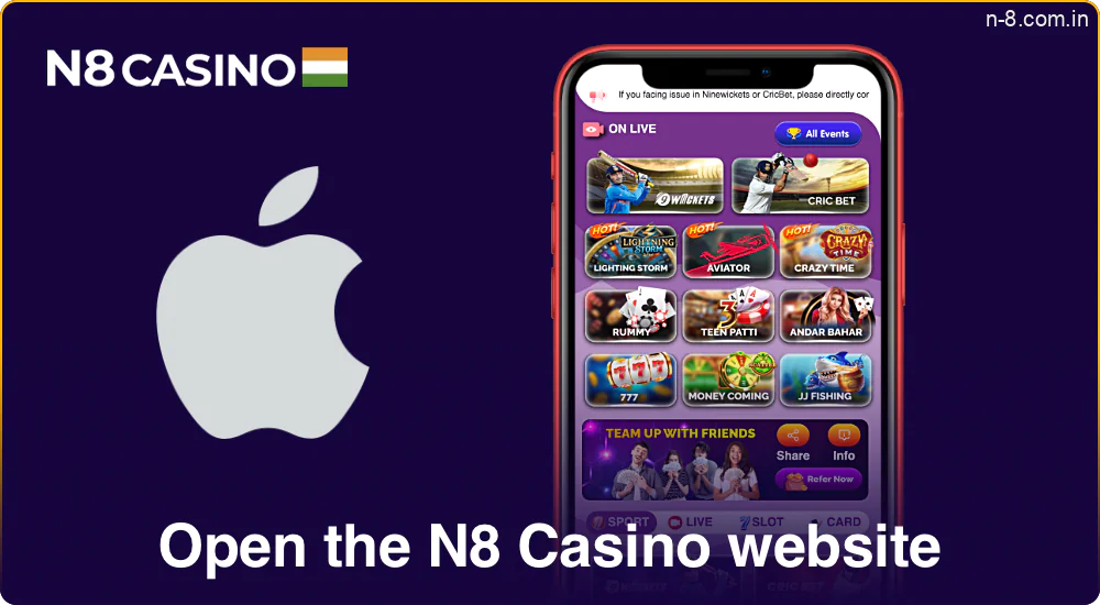 Launch your browser and visit the N8 Casino website