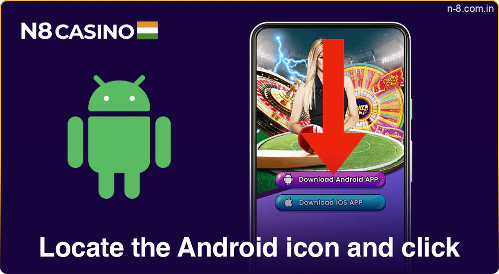 Find the Android icon and download the APK